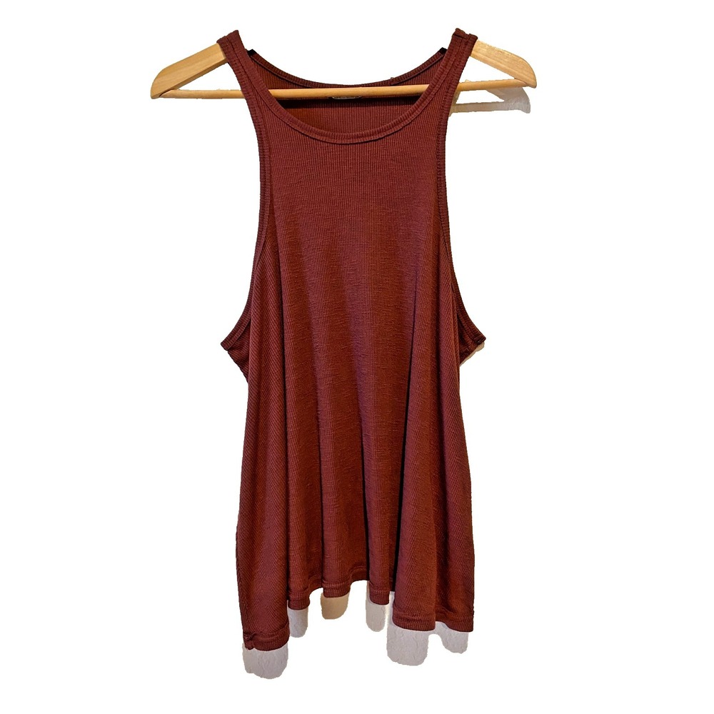 Intimately Free‎ People Ribbed Tank Top Racerback Size L Brick Red Boho Festival